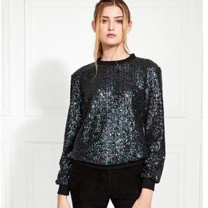 Nwt Rachel Zoe Riga Purple Iridescent Sequin  Sweatshirt Size‎ XS